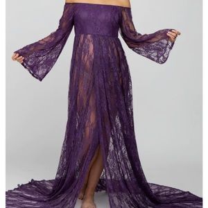 Size small purple lace maternity dress worn once for maternity pictures
